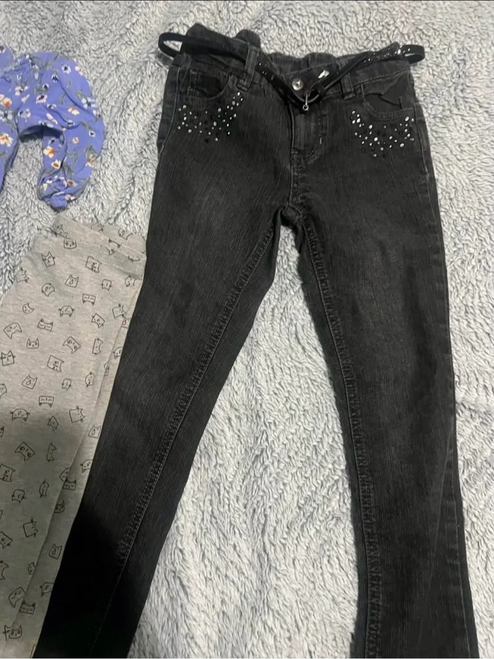 Carter's dress and Dark Blue Denim Capri Pants with Colorful Patch and clothes